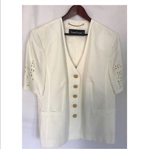 LOUIS FERAUD France Couture Ivory Skirt Top Suit